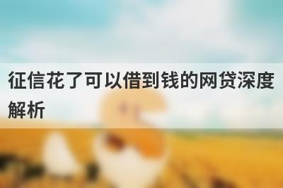 征信花了可以借到钱的网贷深度解析，这5个小额贷款平台，不仅简单还好通过！