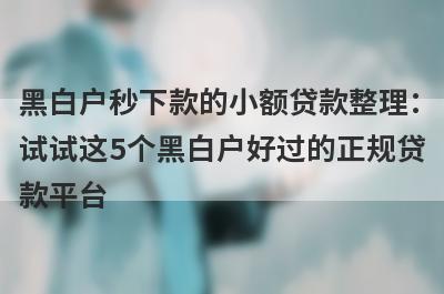 黑白户秒下款的小额贷款整理：试试这5个黑白户好过的正规贷款平台