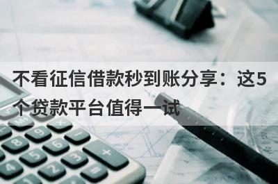 不看征信借款秒到账分享：这5个贷款平台值得一试！