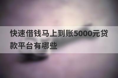 快速借钱马上到账5000元贷款平台有哪些？小额贷款最可靠直接到账1000