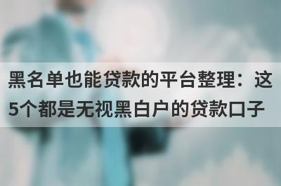黑名单也能贷款的平台整理：这5个都是无视黑白户的贷款口子