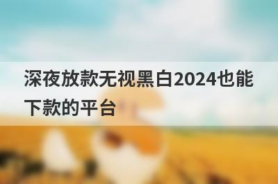 深夜放款无视黑白2024也能下款的平台，这5个马上到账？