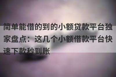 简单能借的到的小额贷款平台独家盘点：这几个小额借款平台快速下款秒到账！