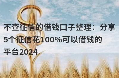 不查征信的借钱口子整理：分享5个征信花100%可以借钱的平台2024