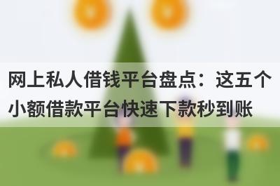网上私人借钱平台盘点：这五个小额借款平台快速下款秒到账！