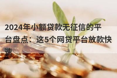 2024年小额贷款无征信的平台盘点：这5个网贷平台放款快速，可以迅速解决资金需求！