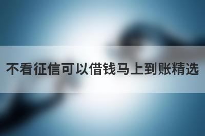 不看征信可以借钱马上到账精选