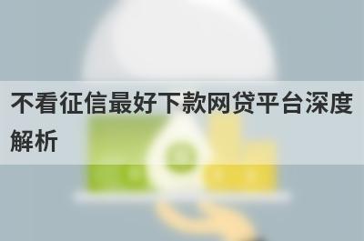 不看征信最好下款网贷平台深度
解析
