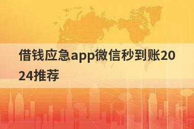 借钱应急app微信秒到账2024推荐，这些好申请并马上到账