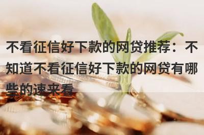 不看征信好下款的网贷推荐：不知道不看征信好下款的网贷有哪些的速来看！