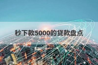 秒下款5000的贷款盘点，这5个网贷平台放款快速，可以迅速解决资金需求！