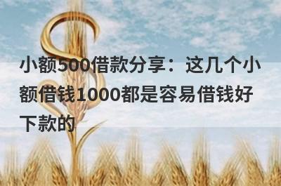 小额500借款分享：这几个小额借钱1000都是容易借钱好下款的