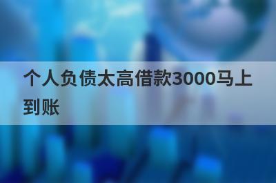 个人负债太高借款3000马上到账，整理5个个人负债太高马上到账平台