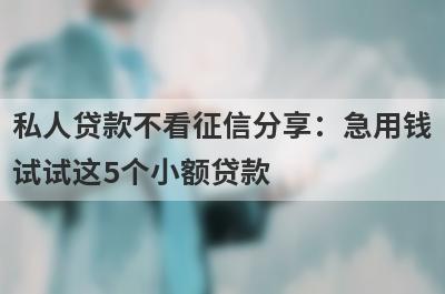 私人贷款不看征信分享：急用钱试试这5个小额贷款！