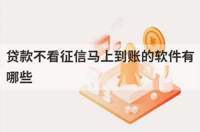 贷款不看征信马上到账的软件有哪些？这些平台可以试试，放款快速！