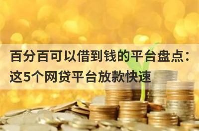 百分百可以借到钱的平台盘点：这5个网贷平台放款快速，可以迅速解决资金需求！