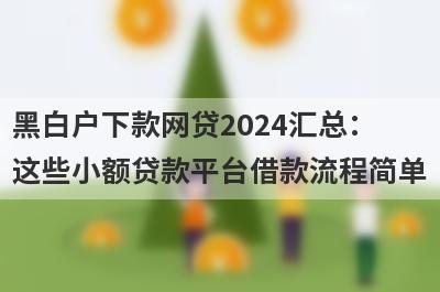 黑白户下款网贷2024汇总：这些小额贷款平台借款流程简单，放款快速！