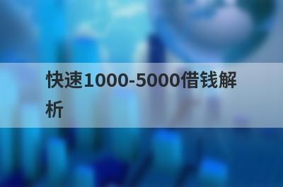 快速1000-5000借钱解析，这5个都很不错！
