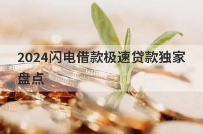 2024闪电借款极速贷款独家盘点，这几个2024闪电借款极速贷款快速下款秒到账！