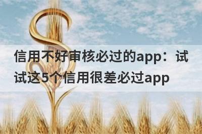 信用不好审核必过的app：试试这5个信用很差必过app