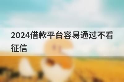 2024借款平台容易通过不看征信 无视征信和大数据的贷款