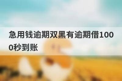急用钱逾期双黑有逾期借1000秒到账，整理5个必下款口子