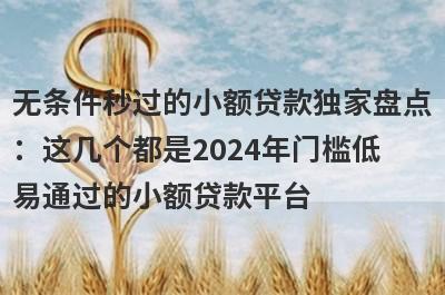 无条件秒过的小额贷款独家盘点：这几个都是2024年门槛低易通过的小额贷款平台
