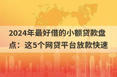 2024年最好借的小额贷款盘点：这5个网贷平台放款快速，可以迅速解决资金需求！