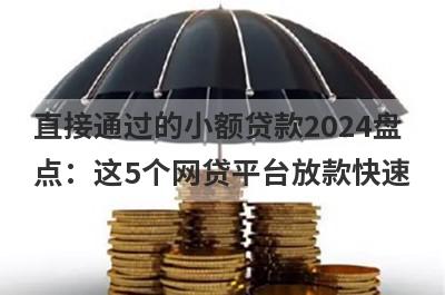 直接通过的小额贷款2024盘点：这5个网贷平台放款快速，可以迅速解决资金需求！