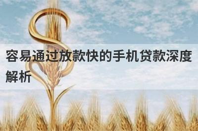 容易通过放款快的手机贷款深度解析，这5个小额贷款平台，不仅简单还好通过！