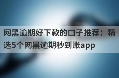 网黑逾期好下款的口子推荐：精选5个网黑逾期秒到账app