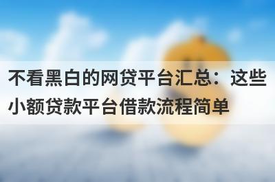 不看黑白的网贷平台汇总：这些
小额贷款平台借款流程简单
